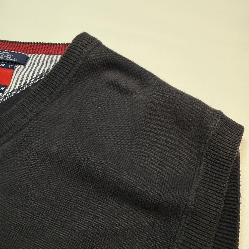 Tommy Hilfiger Sweater Vest Mens XL Blue V Neck Cotton Logo Knit Pullover READ - Picture 2 of 7